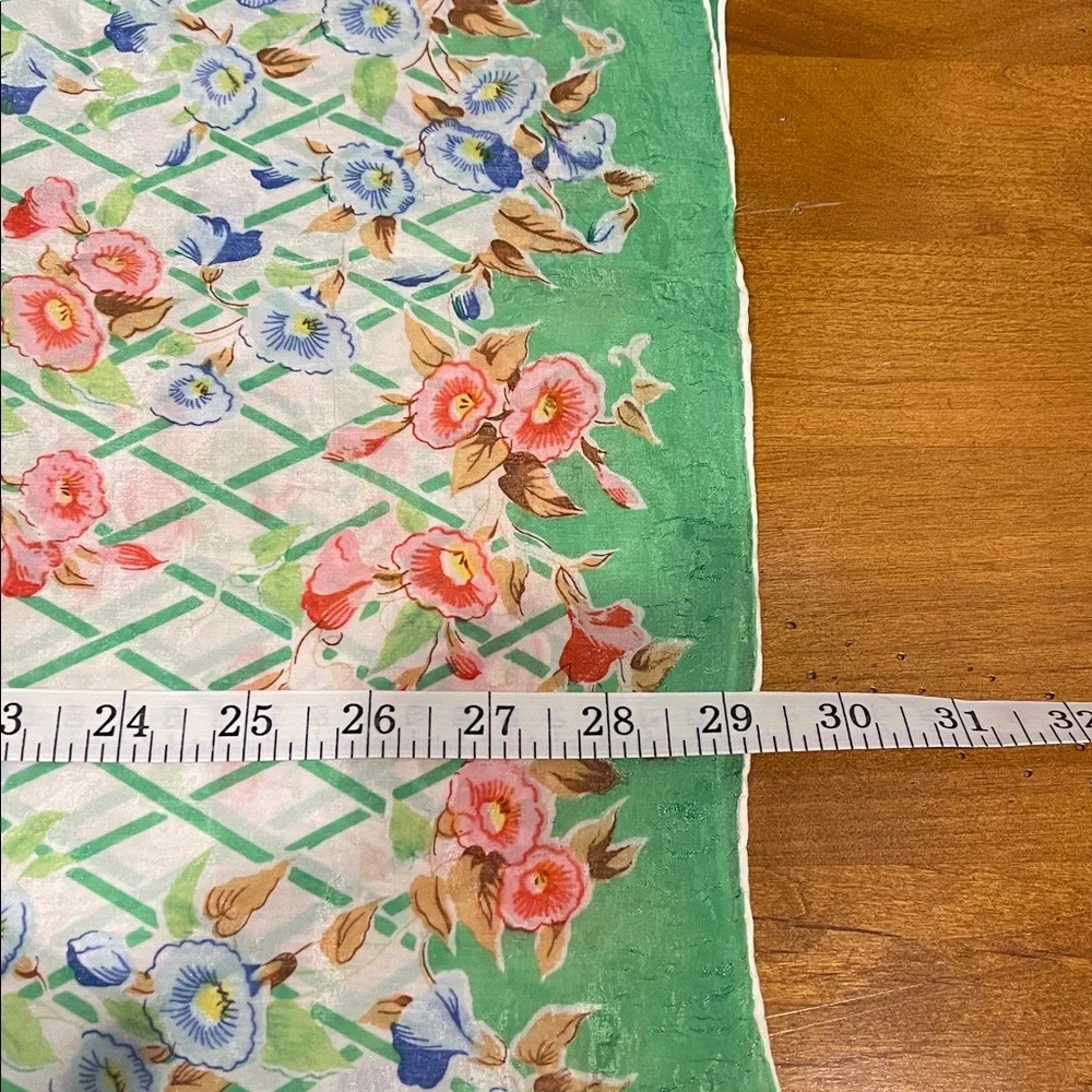 Vintage Floral Lattice Scarf - Mint Green & Coral Flowers - Picture 5 of 6